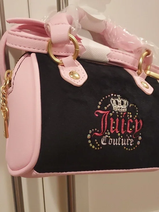 Juicy Couture Black Satchel with Pink Trim and Handles - Picture 2 of 2
